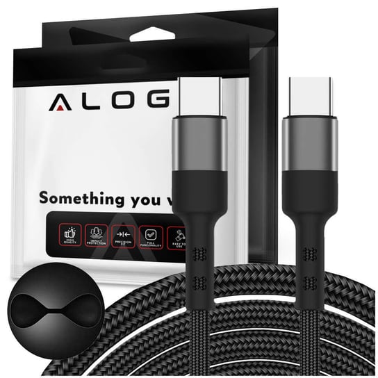 Kabel Alogy przewód USB-C do USB-C Type C 3A 60W 2m Czarny + Organizer Alogy
