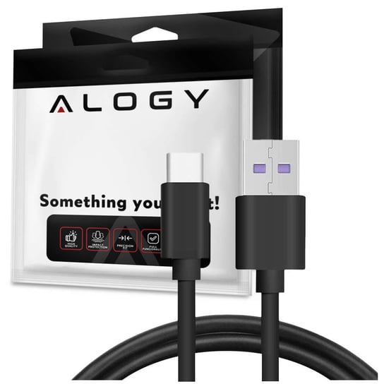 Kabel Alogy szybki przewód USB-A do USB-C Type C 5A 1m Czarny Alogy