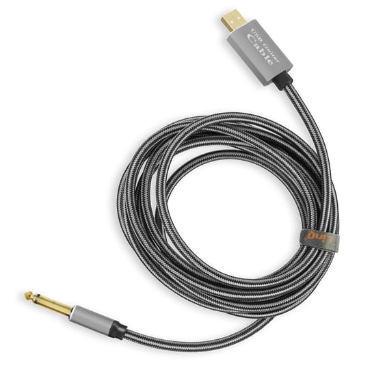 Kabel audio USB Meski na Meski Jack 6.35mm Nylonowy pleciony 3m, LinQ - Szary LinQ