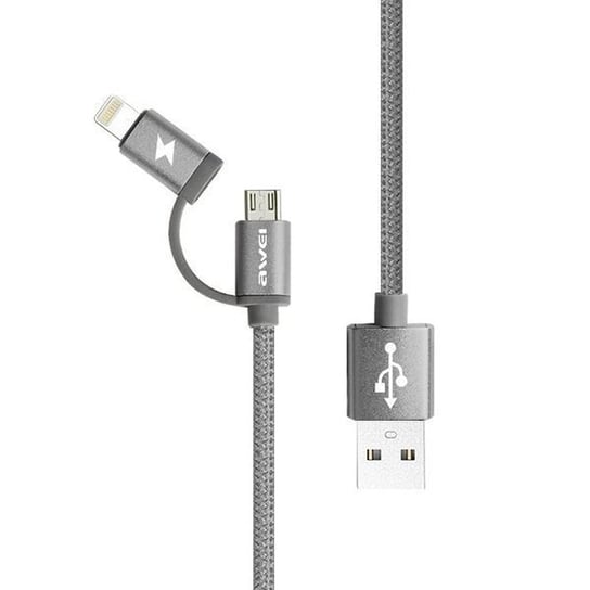 Kabel Awei Cl930 Micro Usb + Lightning Szary 1M VegaCom