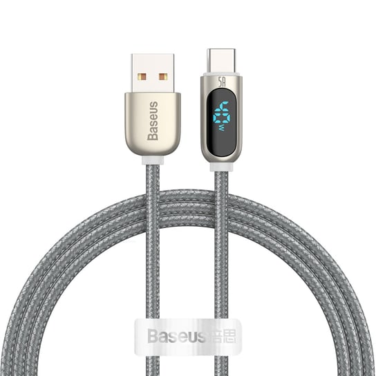 Kabel, Baseus, Display USB - USB-C 5A 1,0 m, srebrny Baseus