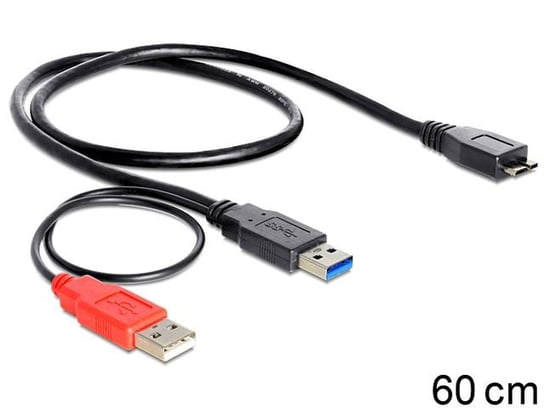 Kabel DELOCK 2 x USB-A 3.0 - micro USB-B 3.0, 0.6 m Delock