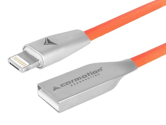 Kabel do ładowania i synchronizacji, 120 cm, USB   zespolone micro USB & Lightning, pomarańczowy Carmotion