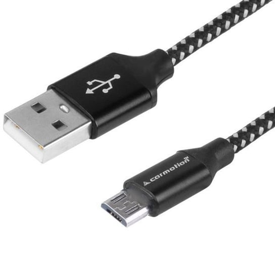 Kabel do ładowania i synchronizacji, 300 cm, w oplocie z mikrofibry, USB / micro USB Carmotion