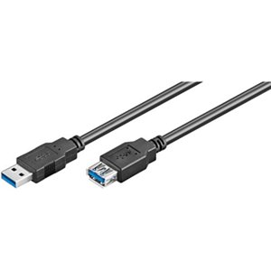 Kabel Ewent USB 3.0, męski na żeński, podwójna osłona 28 AWG, miedziany, prędkość transferu do 5 GMbit, długość kabla 3 m, czarny Ewent