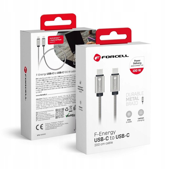 Kabel Forcell USB typ C - USB typ C 2 m Forcell