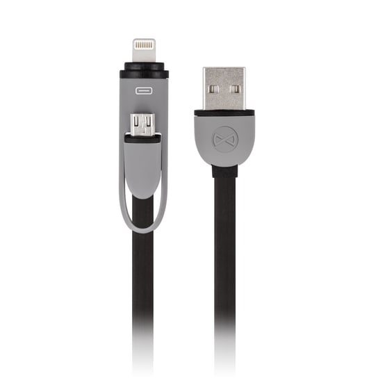 Kabel FOREVER 2w1 USB - Lightning + microUSB 1,0 m 1,8A, czarny silikonowy Forever