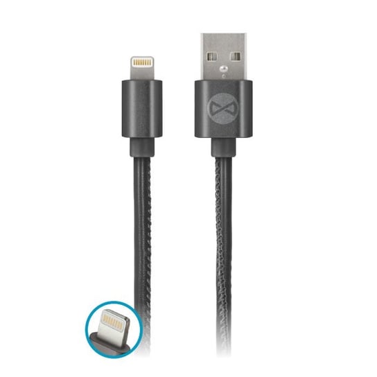 Kabel FOREVER Leather USB - Lightning 1,0 m 2A, czarny Forever