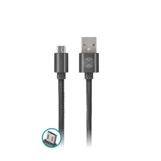 Kabel FOREVER Leather USB - microUSB 1,0 m 2A, czarny Forever