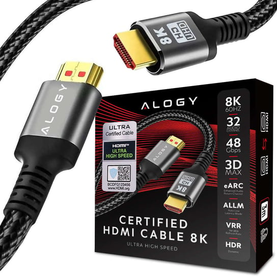 Kabel HDMI 2.1 Alogy 3m 4K 8K PREMIUM MIEDŹ ULTRA High Speed 60Hz 48GBps Czarny Alogy
