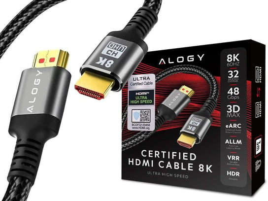 Kabel HDMI 2.1 Alogy 8K 60Hz 48GBps 2m Czarny Alogy
