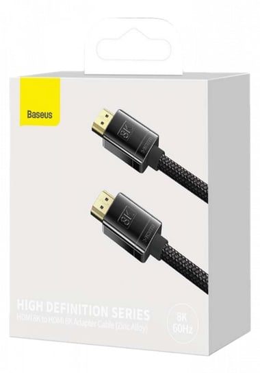 Kabel Hdmi 2.1 Baseus High Definition Series, 8K 60Hz, 3D, Hdr, 48Gbps, 2M (Czarny) Baseus