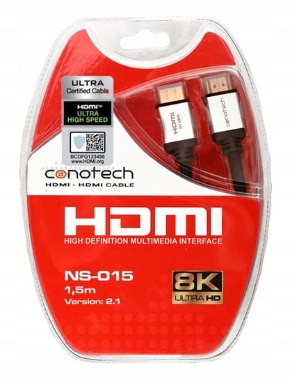 Kabel Hdmi 2.1 Z Certyfikatem 120Hz 4K 8K 1,5M Ns Conotech
