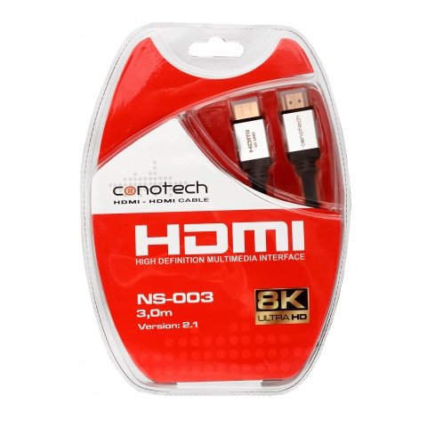 Kabel Hdmi 2.1 Z Certyfikatem 120Hz 4K 8K 3 M Ns Conotech