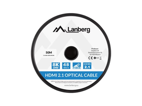 Kabel hdmi m/m v2.1 50m 8k czarny optyczny aoc lanberg Lanberg