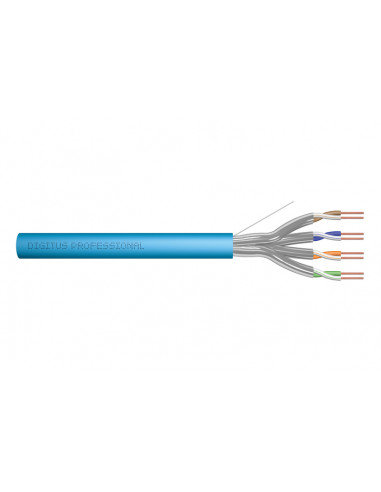 Kabel instalacyjny DIGITUS kat.6A, U/FTP, Eca, AWG 23/1, LSOH, 500m, niebieski, szpula DIGITUS Professional