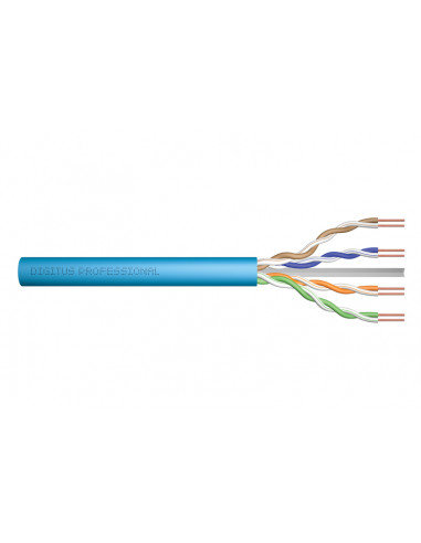 Kabel instalacyjny DIGITUS kat.6A, U/UTP, Eca, AWG 23/1, LSOH, 305m, niebieski, karton DIGITUS Professional