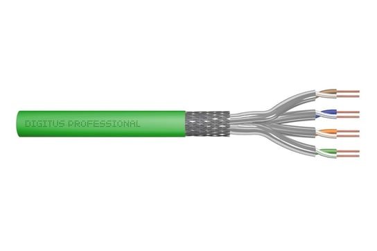 Kabel instalacyjny DIGITUS kat.8.2, S/FTP, Dca, AWG 22/1, LSOH, 500m, zielony, szpula Inna marka