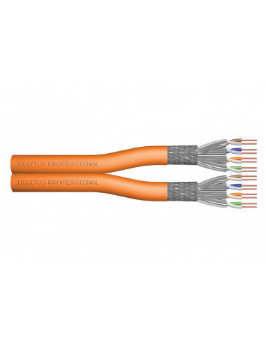 Kabel instalacyjny dupleksowy DIGITUS kat.7, S/FTP, Dca, AWG 23/1, LSOH, 500m, pomarańczowy, szpula DIGITUS Professional
