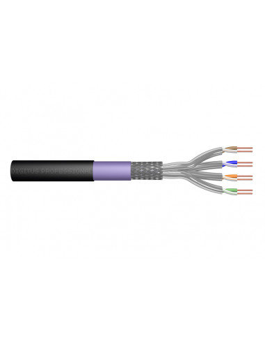 Kabel instalacyjny zewnętrzny suchy DIGITUS kat.7, S/FTP, AWG 23/1, PE/LSOH, 1000m, czarny DIGITUS Professional