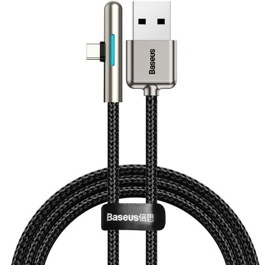 Kabel kątowy BASEUS USB-C Iridescent, płaski, Huawei SuperCharge, 40W, 0.5m, czarny Baseus