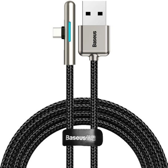Kabel kątowy płaski USB-C BASEUS Iridescent, Huawei SuperCharge, 40W, 2m, czarny Baseus
