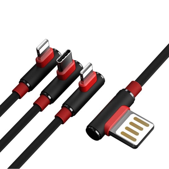 Kabel kątowy PRODA USB na 2x Lightning, USB-C, 5A, 1m Proda