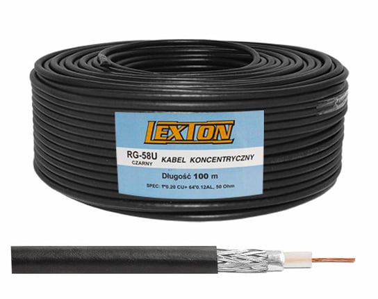 Kabel koncentryczny  RG-58 Cu czarny Lexton
