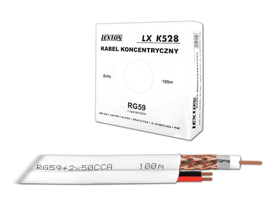 Kabel koncentryczny RG59 + 2x0.5Cu 100m Lexton