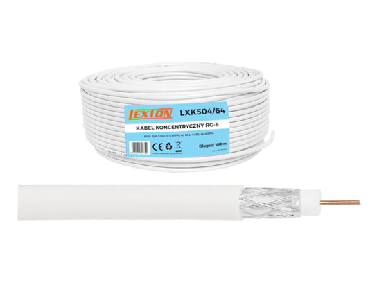 Kabel koncentryczny RG6 CCS 64x0.12AL, 100m, Lexton. Lexton