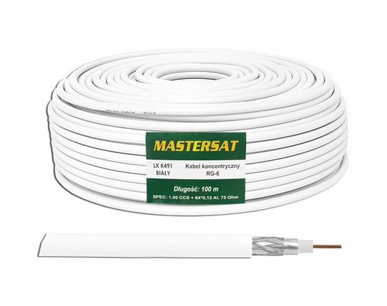 Kabel koncentryczny RG6 CCS + 64x0,12Al, 100m, MASTERSAT. Mastersat
