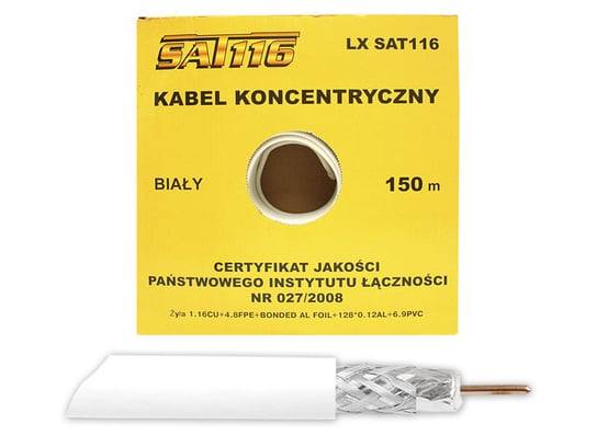 Kabel koncentryczny SAT116 1.16Cu, 150m, karton. Inna marka