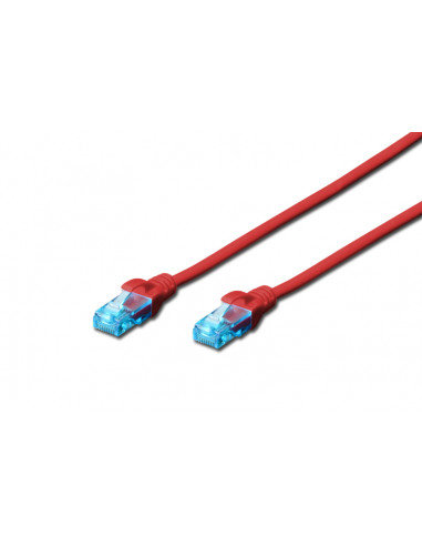 Kabel krosowy (patch cord) RJ45-RJ45, kat.5e, U/UTP, AWG 26/7, PVC, 0.5m, czerwony, 1szt DIGITUS Professional