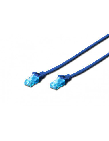 Kabel krosowy (patch cord) RJ45-RJ45, kat.5e, U/UTP, AWG 26/7, PVC, 0.5m, niebieski, 1szt DIGITUS Professional