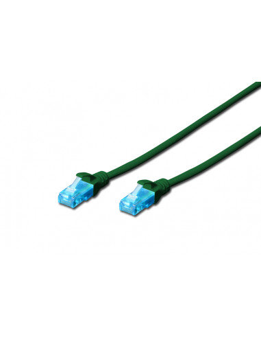 Kabel krosowy (patch cord) RJ45-RJ45, kat.5e, U/UTP, AWG 26/7, PVC, 0.5m, zielony, 1szt DIGITUS Professional