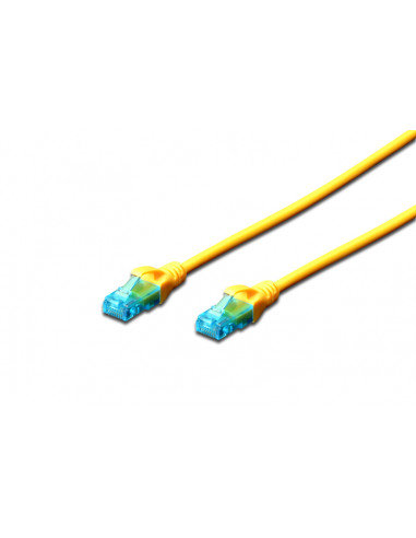 Kabel krosowy (patch cord) RJ45-RJ45, kat.5e, U/UTP, AWG 26/7, PVC, 0.5m, żółty, 1szt DIGITUS Professional