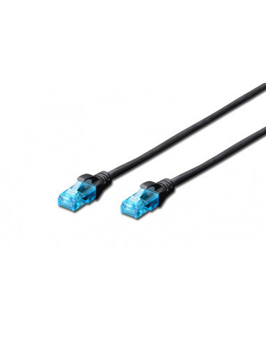 Kabel krosowy (patch cord) RJ45-RJ45, kat.5e, U/UTP, AWG 26/7, PVC, 1m, czarny, 1szt DIGITUS Professional