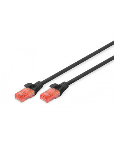 Kabel krosowy (patch cord) RJ45-RJ45, kat.6, U/UTP, AWG 26/7, LSOH, 0.25m, czarny, 1szt DIGITUS Professional