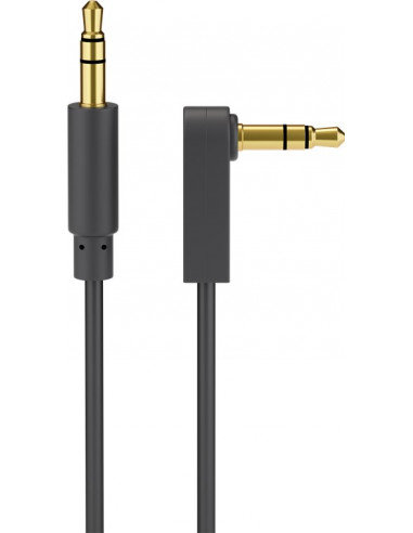 Kabel łączący audio AUX, 3,5 mm stereo 3-pinowy, cienki, CU, kątowy - Długość kabla 1 m Goobay