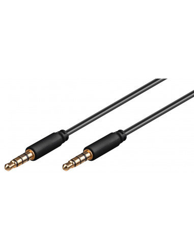 Kabel łączący audio AUX, 3,5 mm stereo 4-pinowy, cienki, CU - Długość kabla 0.5 m Goobay