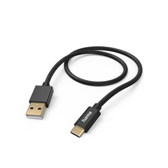 KABEL ŁADUJĄCY „TKANINOWY” USB-A - USB-C, 1,5 M, NYLON, CZARNY HAMA 0020 Inna marka