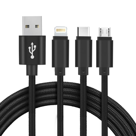 Kabel ładujący USB 3 w 1 o długości 1 m Setty Black Setty