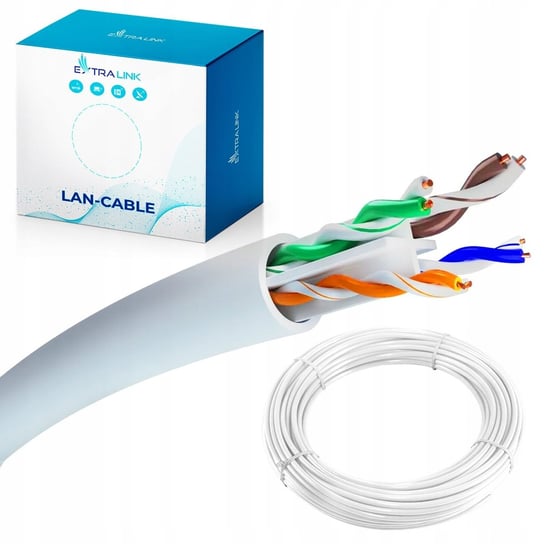 KABEL LAN CAT6 UTP (U/UTP) Wewnętrzny Kabel skrętka 50M 100% MIEDZIANY Extralink