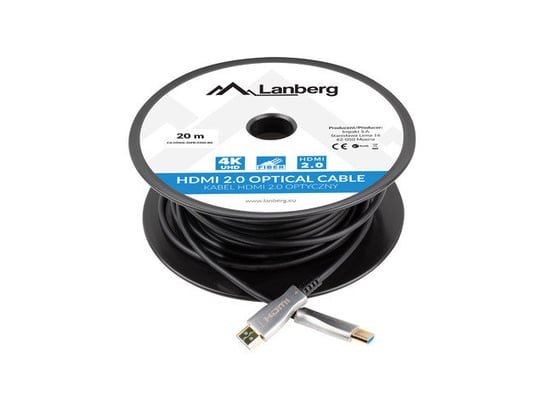 Kabel Lanberg Hdmi M/M V2.0 20M, Optyczny Aoc Ca-Hdmi-20Fb-0200-Bk Lanberg