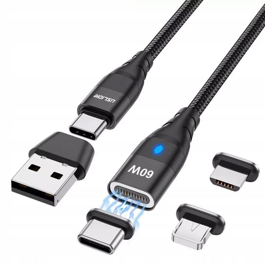 KABEL MAGNETYCZNY 1M SZYBKIE ŁADOWANIE 3A USB C PD USLION