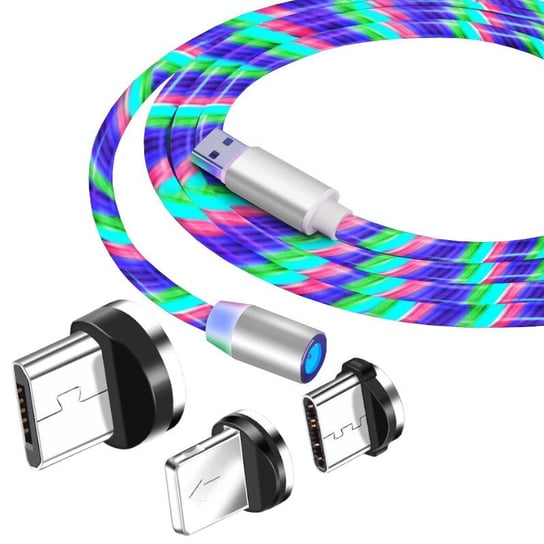 Kabel Magnetyczny 3w1 świecący Iphone Micro USB C Eleosklep