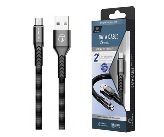 Kabel Micro USB 2.0 2A 1m CZARNY szybkie ładowanie TECHANCY TB1647 TECHANCY