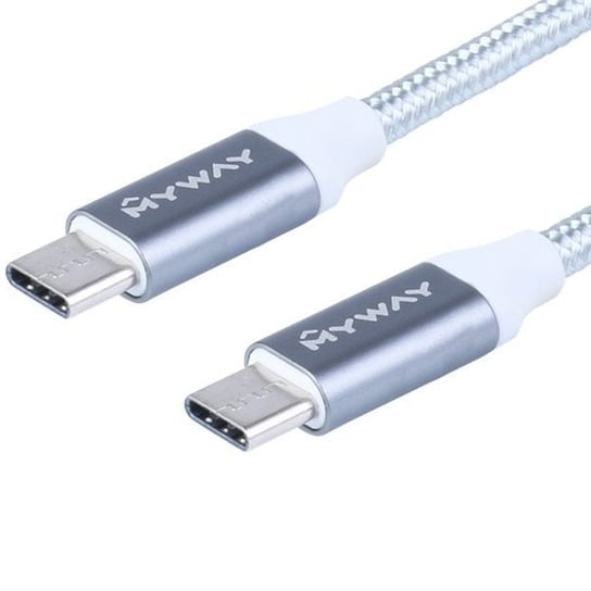 Kabel MYWAY do ładowania i synchronizacji, w oplocie z mikrofibry, 120 cm, USB-C / USB-C v3.0 Myway