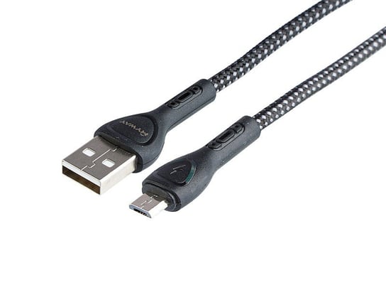 Kabel MYWAY do ładowania i synchronizacji, w oplocie z mikrofibry, podświetlenie LED, 200 cm, USB   micro USB Carmotion