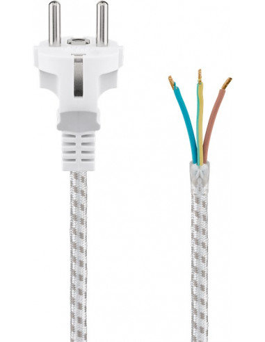 Kabel ochronny stykowy odporny na wysoką temperaturę do montażu, 3 m, biało-srebrny - Długość kabla 3 m Goobay